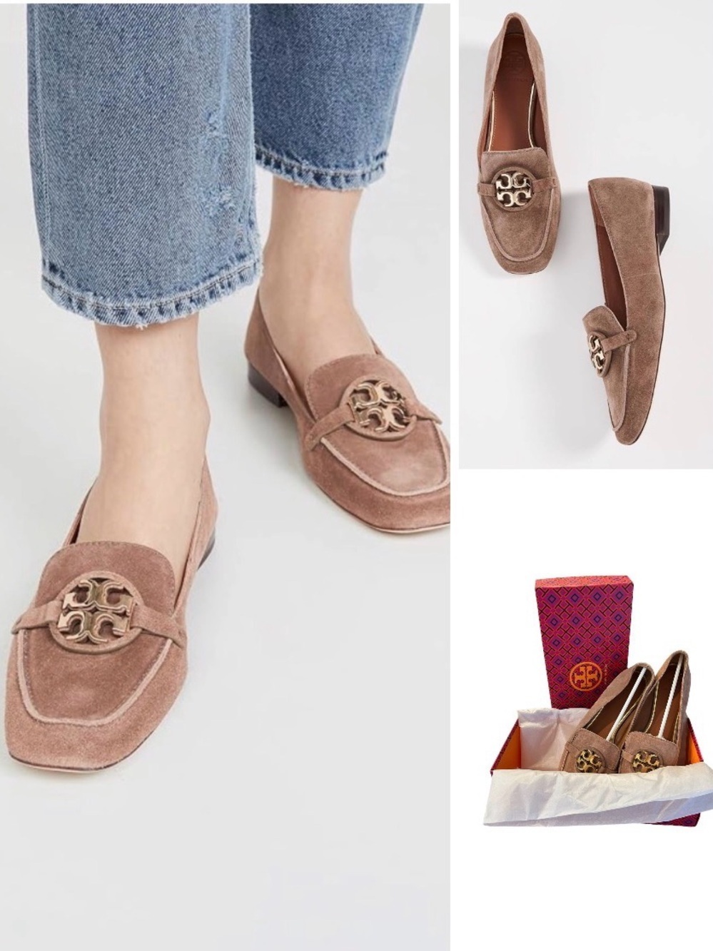 Tory Burch Miller Metal Suede Loafers